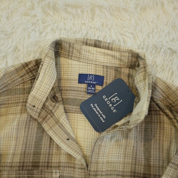George Men's Button Down Long Sleeve Flannel Shirt Size S NWT - Picture 2 of 3